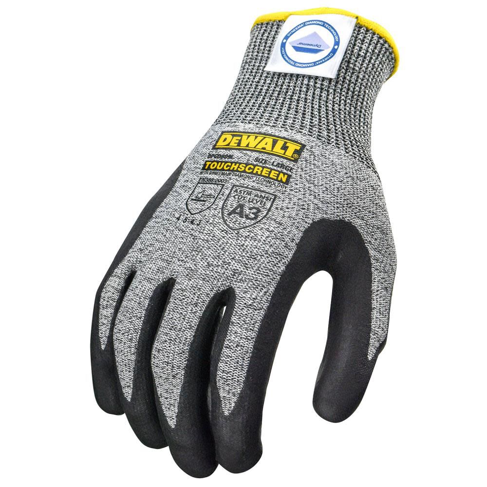 DEWALT Touchscreen Gloves Dyneema Cut Protection Level A3 Large DPGD809L from DEWALT