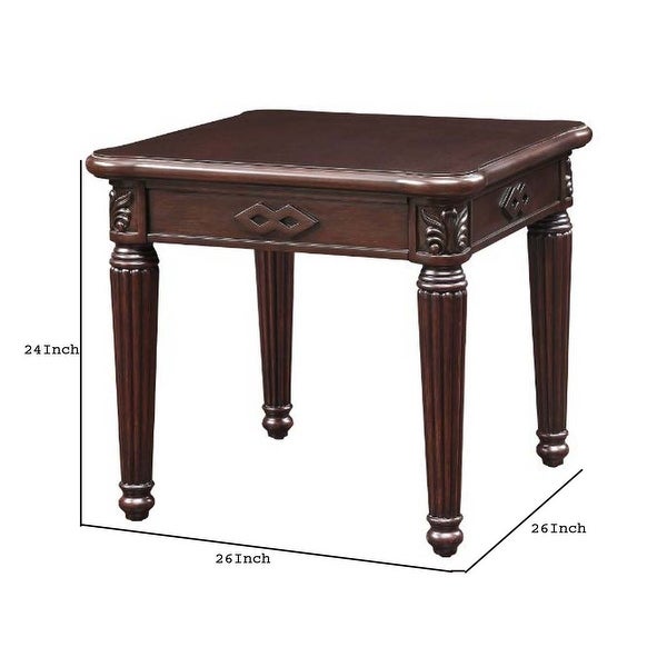 End Table with Traditional Style and Turned Legs， Espresso Brown