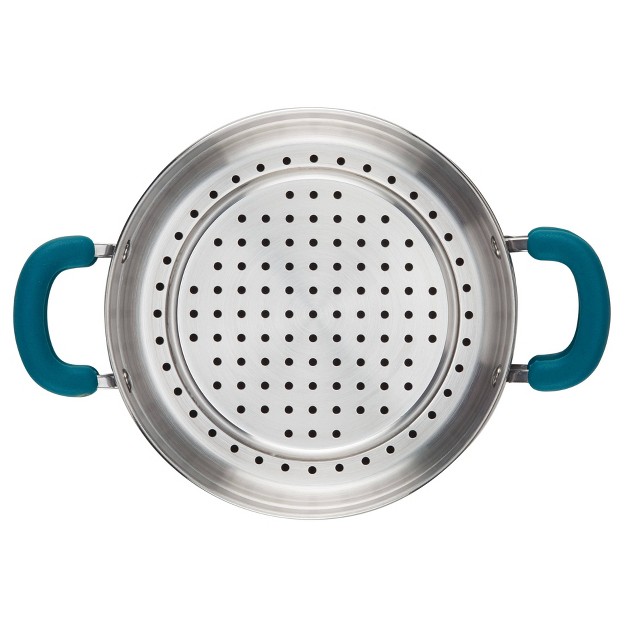 Rachael Ray Create Delicious 3qt Hard Anodized Nonstick Saute Pan With Steamer Teal Handles