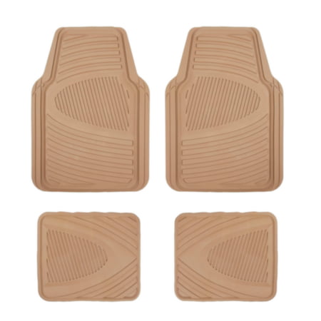 Autocraft Floor Mat Set， Rubber， Heavy-Duty， Tan， 4PC