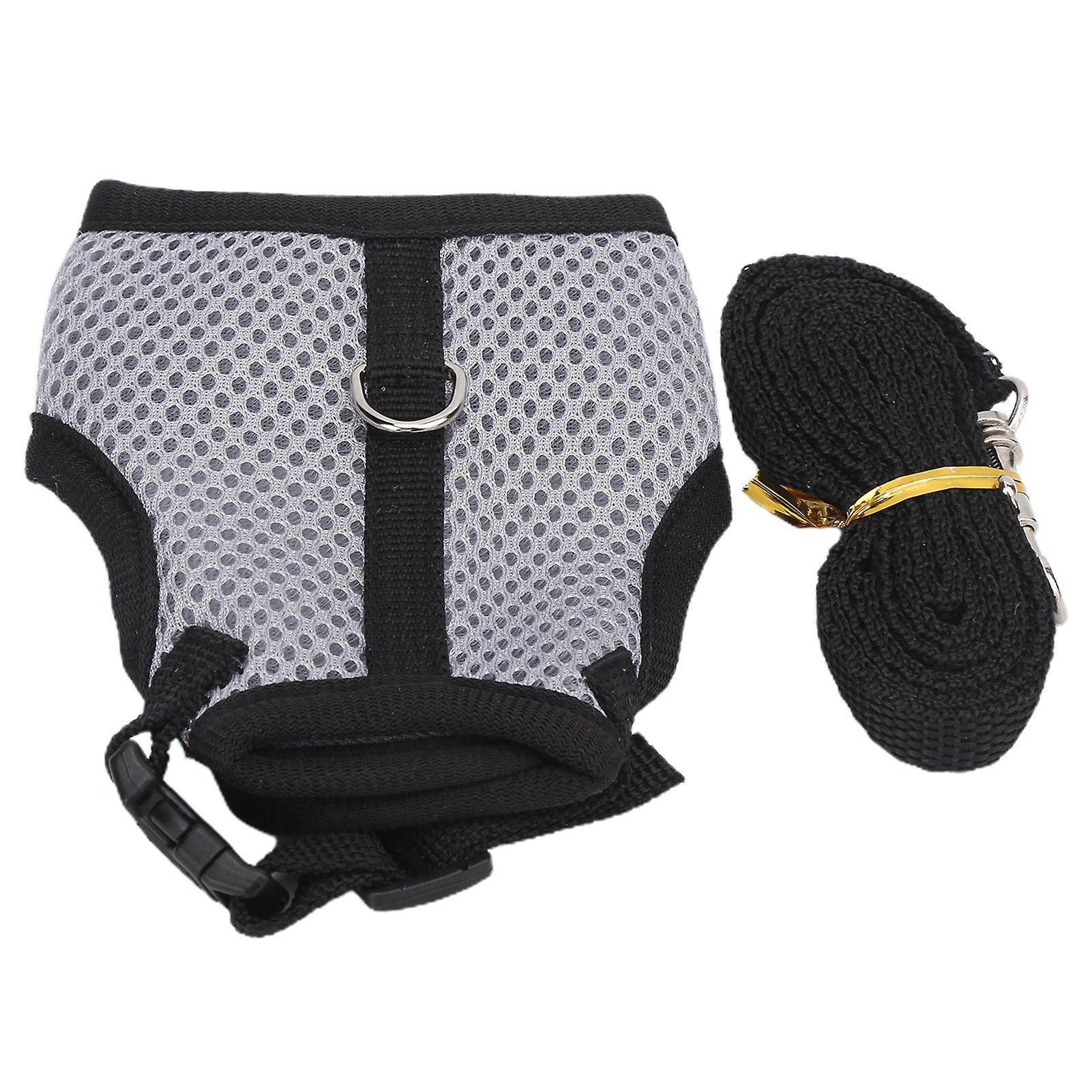 Small Pet Mesh Breathable Traction Chest Back Harness For Pig Guinea Pig Pet Supplys Gray