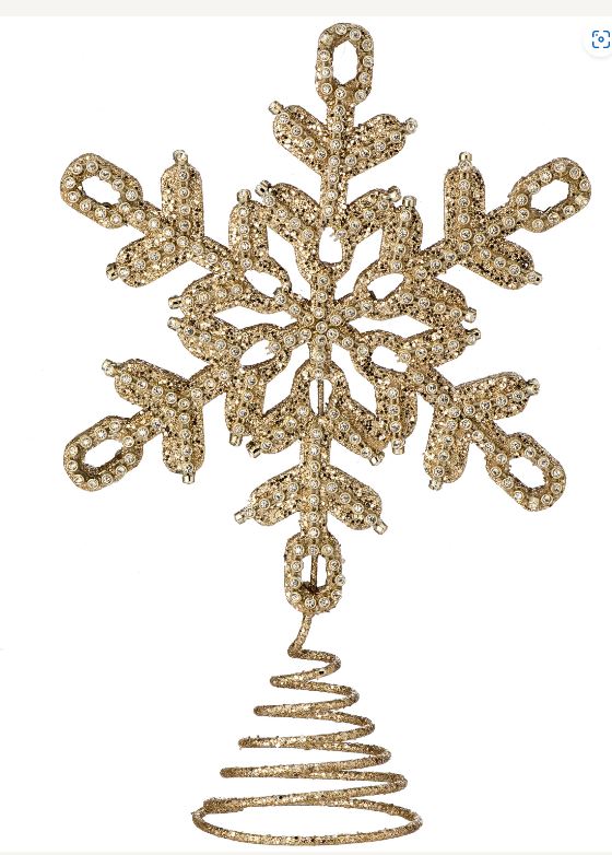 10.5 Champagne Gold Jeweled Snowflake Tree Topper