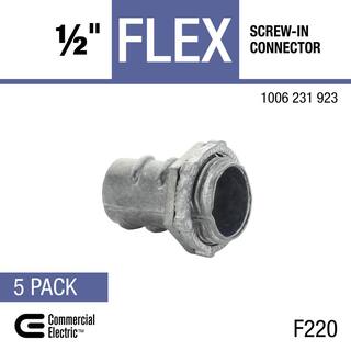 Commercial Electric 12 in. Flexible Metal Conduit (FMC) Screw-In Connector (5-Pack) FFCWZ-50-5