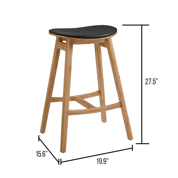 Skol Counter Height Stool With Leather Seat， Caramelized， (Set of 2)