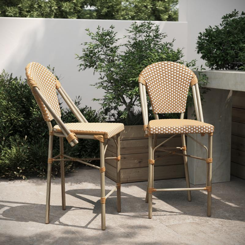 2 Pack Natural/White Paris Stool   Tropical   Outdoor Bar Stools And Counter Stools   by Kolibri Decor  Houzz