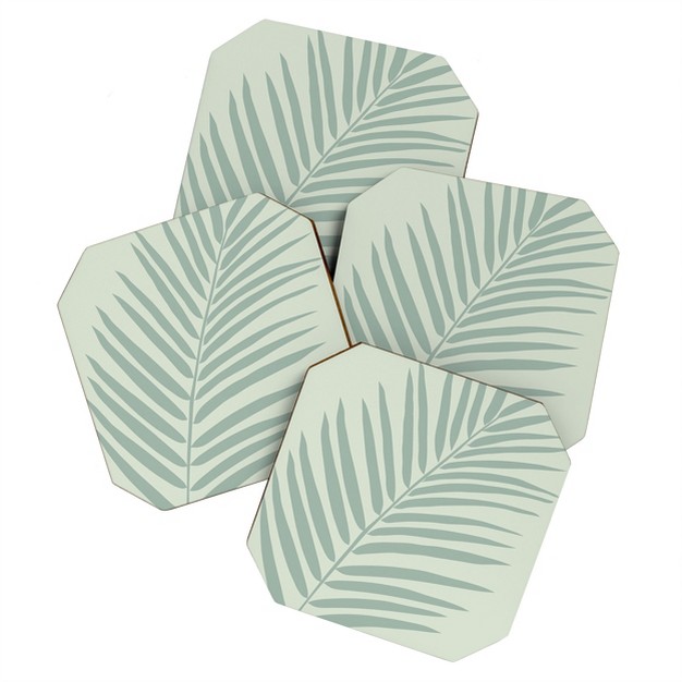 Daily Regina Designs Palm Leaf Sage Coaster Set Deny Designs