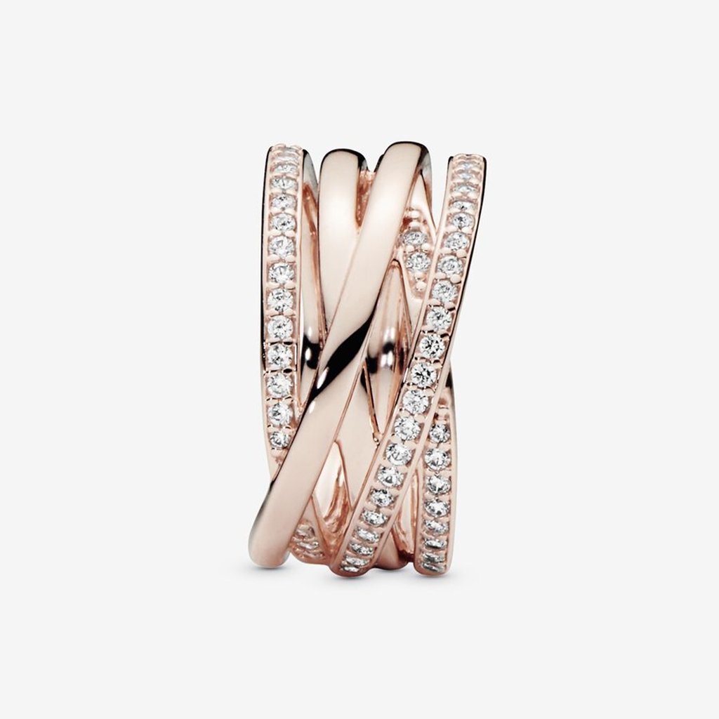 PANDORA  Sparkling & Polished Lines Ring