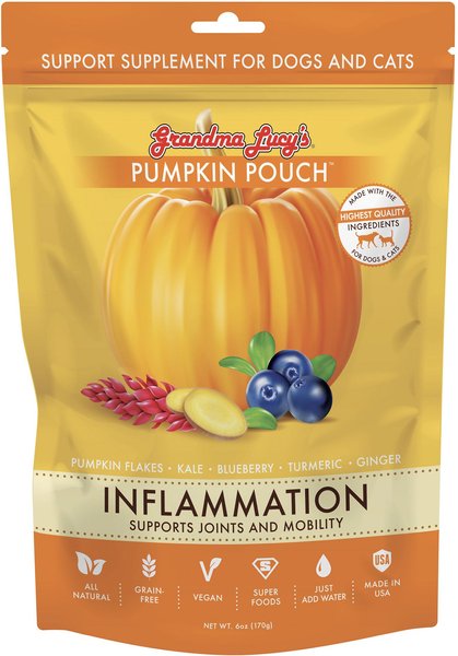 Grandma Lucy's Pumpkin Pouch Inflammation Freeze-Dried Dog and Cat Food Topper， 6-oz bag