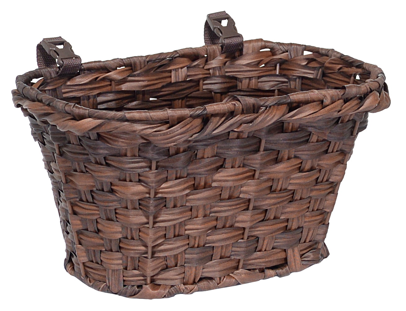 Bike Shop Woven Bike Basket with Straps， Brown