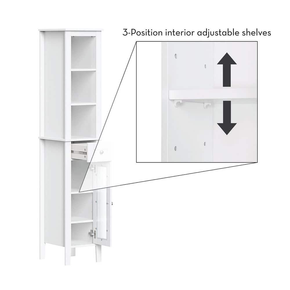 RiverRidge Home Prescott 1175 in W x 60 in H x 13 in D Slim Tall Cabinet in White