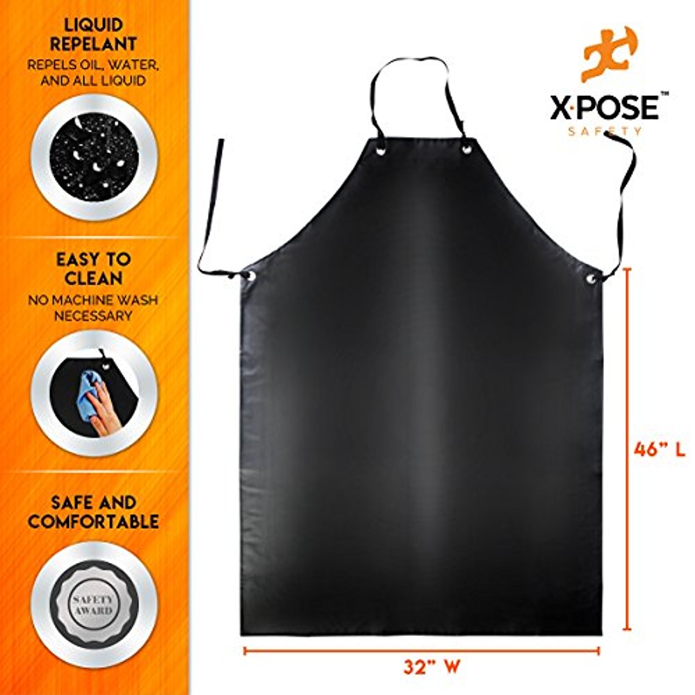 Heavy Duty Vinyl Apron - Industrial Grade Waterproof Material For Ultimate Protection, Lab Work, Meat and Food Service Facilities - by Xpose Safety