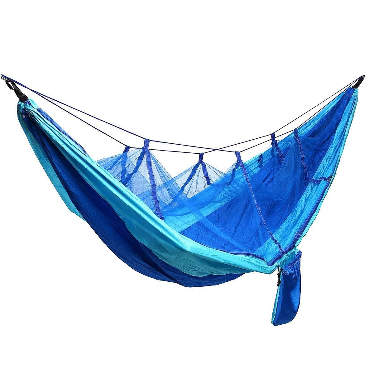 Blue Ultralight Camping Hammock Beach Swing Bed, Outdoor Backpacking Travel Mosquito Net