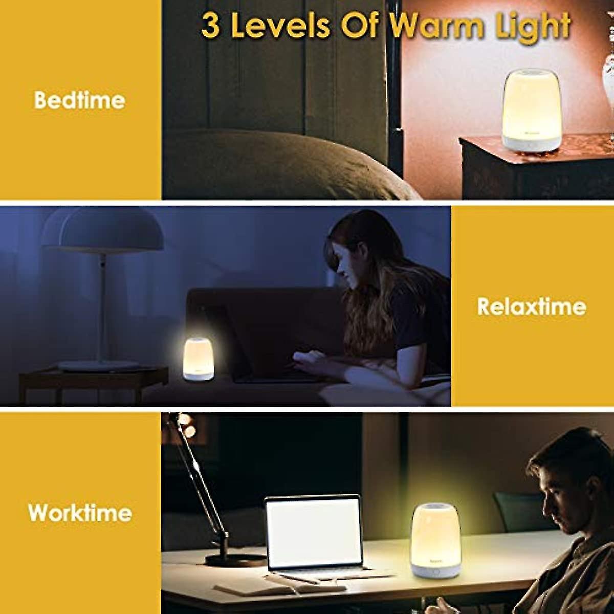 Bedside Table Lamp  Led Touch Night Lamp  Usb Rechargeable  3 Dimmable Warm Lights  5 Colours and Gradient Colors  Portable Night Light For Bedroom  Liv