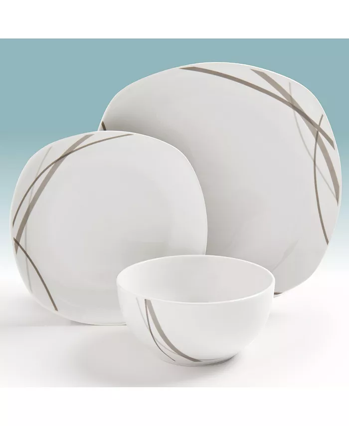 Tabletops Unlimited Curves Square 12-Pc Dinnerware Set Service for 4