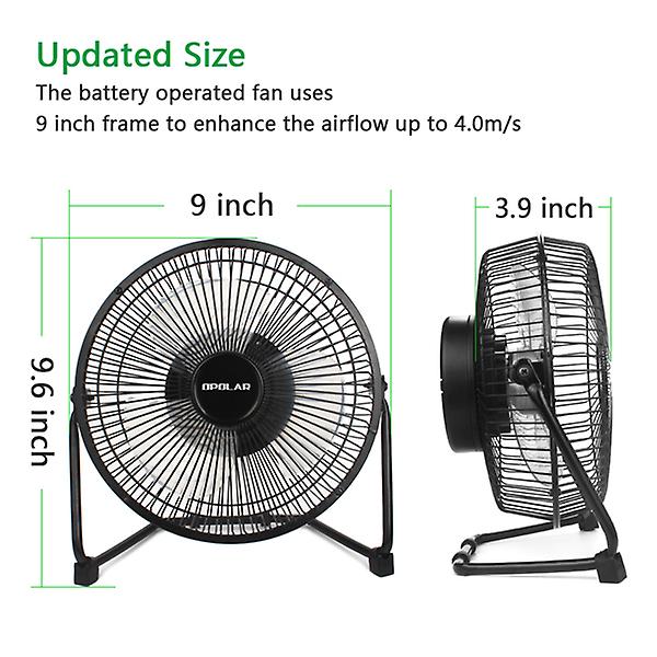 Battery Operated And Usb Powered Rechargeable Desk Fan With Two Batteries， 9 Inch Metal Frame， Enhanced Airflow， Lower Noise， Two Speeds， Personal Coo