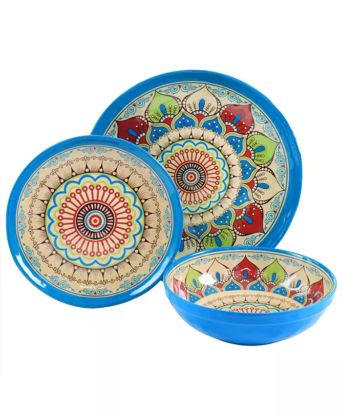 Elama Mandala Micaela 12 Piece Melamine Dinnerware Set Service for 4