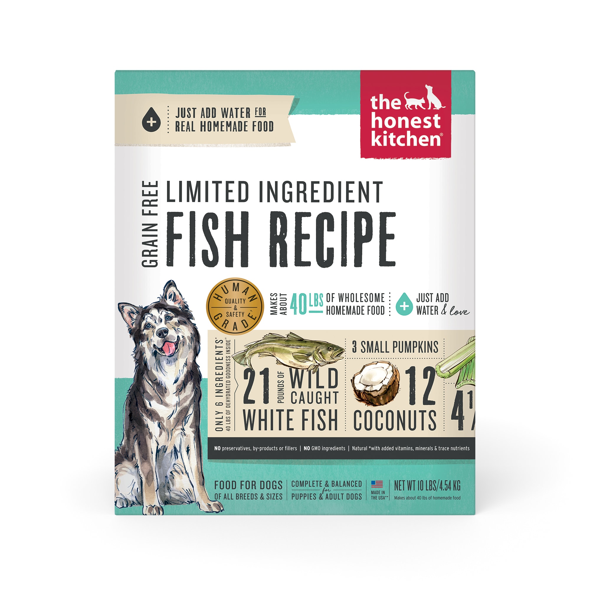 The Honest Kitchen Dehydrated Limited Ingredient Fish Recipe Dog Food， 10 lbs.