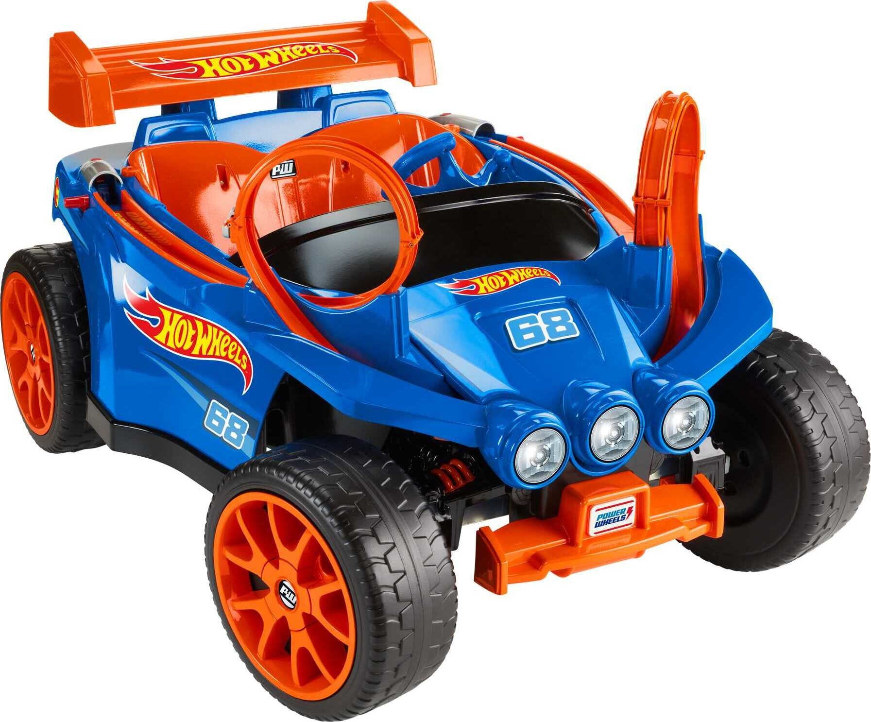 Power Wheels Hot Wheels Racer Battery-Powered Ride-On and Vehicle Playset with 5 Toy Cars