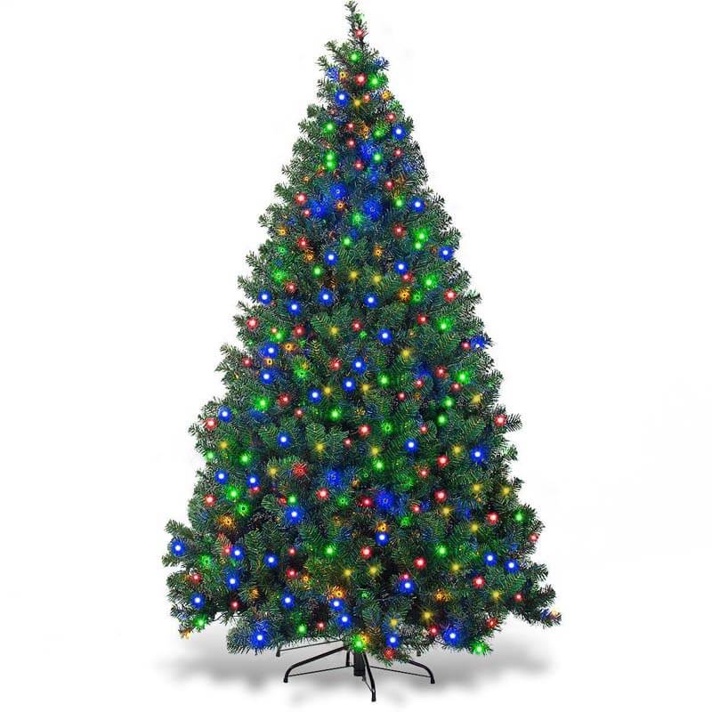 7.5 FT Pre-Lit Artificial Spruce Christmas Tree with 550 Multicolor Lights & 1075 Hinged Branch Tips