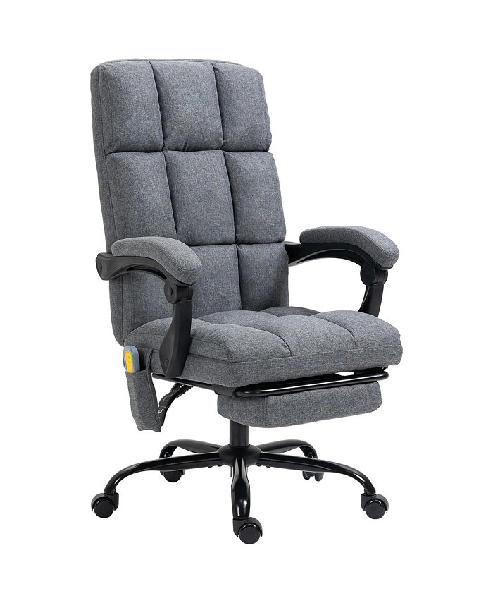 Vinsetto High-Back Vibration Massaging Office Chair Reclining Office Chair with USB Port Remote Control Side Pocket and Footrest Dark Grey