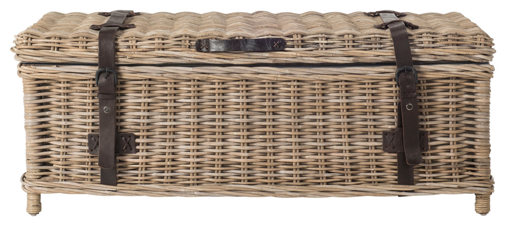 Safavieh Navarro Rattan Coffee Table Trunk   Tropical   Coffee Tables   by Safavieh  Houzz