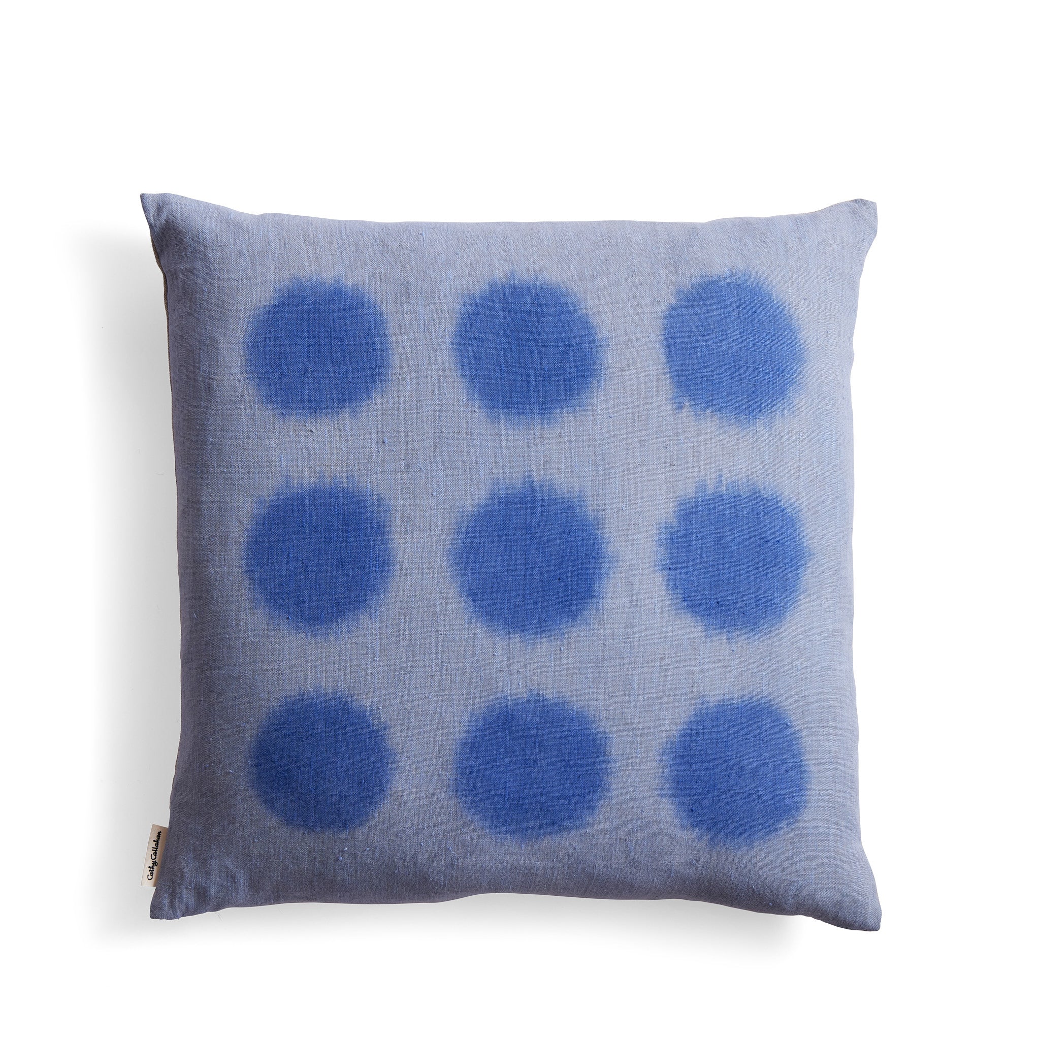 Hand-Painted Linen Pillow in Ultramarine