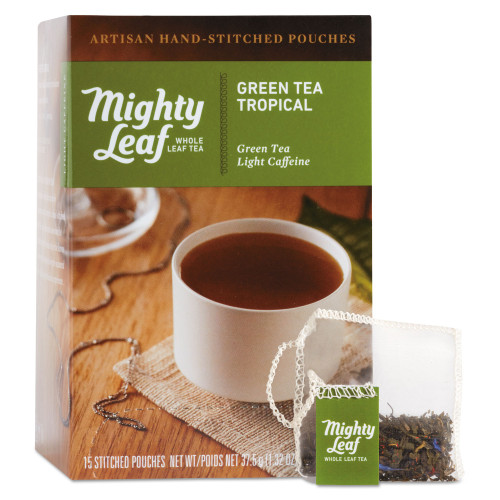 Mighty Leaf Tea Whole Leaf Tea Pouches， Green Tea Tropical， 15/Box (510138)