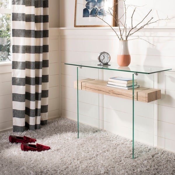 SAFAVIEH Kayley Modern Rectangular Natural/ Glass Console Table - 39.4