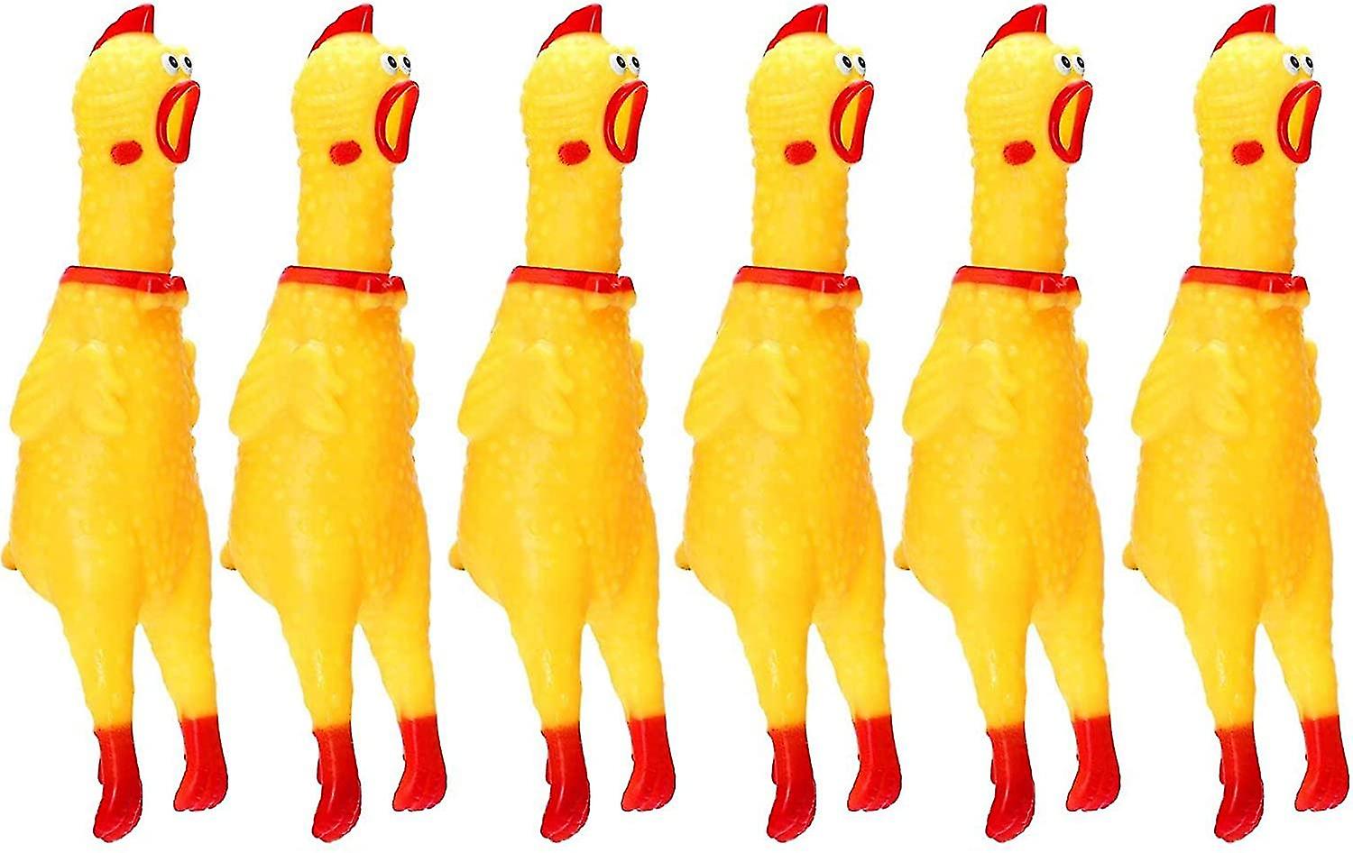 6 Pack Rubber Screaming Chicken Toy Yellow Rubber Squeaking Chicken Toy Novelty And Durable Rubber