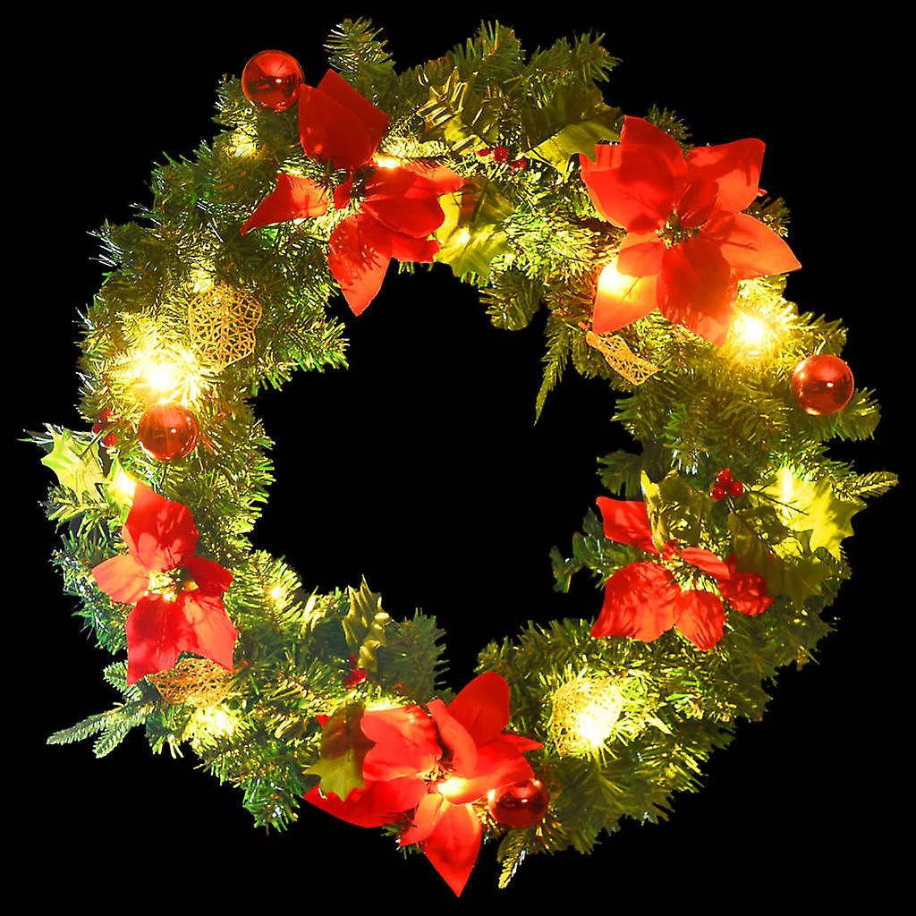 Vidaxl Christmas Wreath With Led Lights Green 23.6