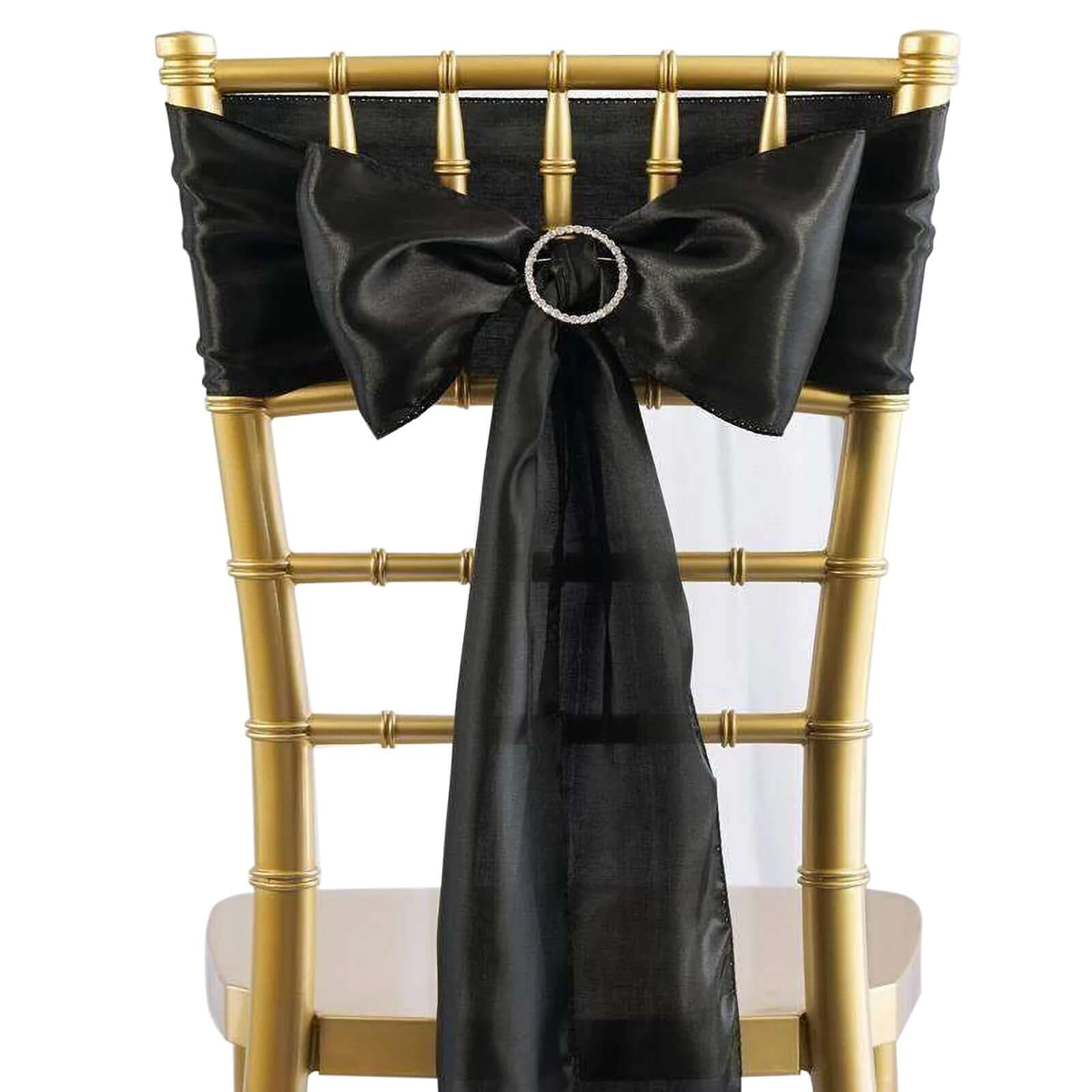 5 Pack Black Satin Chair Sashes 6