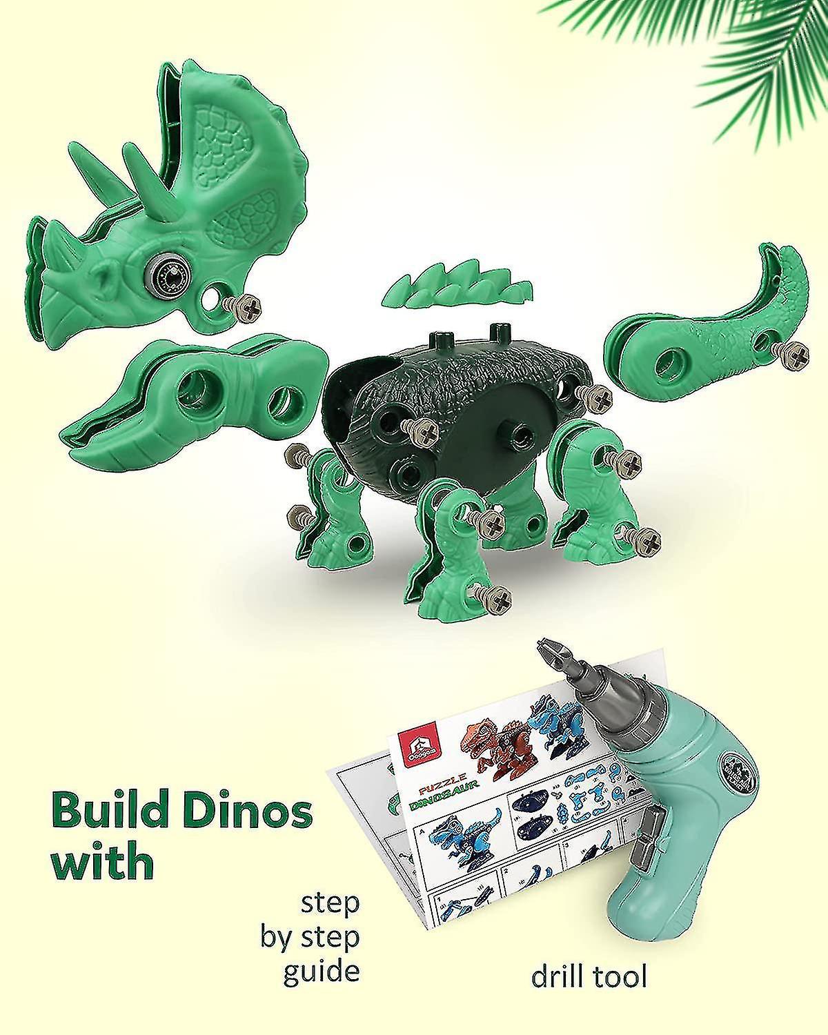 Zmd Take Apart Dinosaur Construction Toys 3 Pack， Fine Motor Skill Building Dinos Set Stem Educational Gift Game With Drill