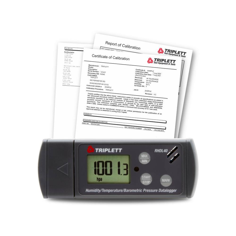 TRIPLETT TemperatureHumidityBarometric Pressure PDF Datalogger with Cert. of Traceability to NIST RHDL40-NIST