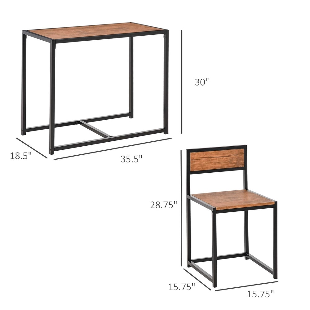 HOMCOM Industrial 3 Piece Dining Table and 2 Chair Set for Small Space in the Dining Room or Kitchen   35.5\