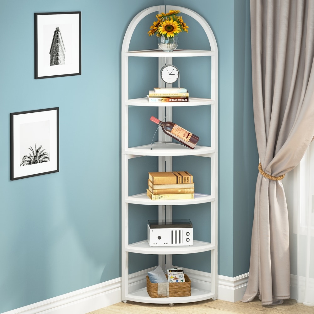 6 Tier/7 Tier Corner Shelf  Tall Corner Bookshelf  Freestanding Display Book Shelf