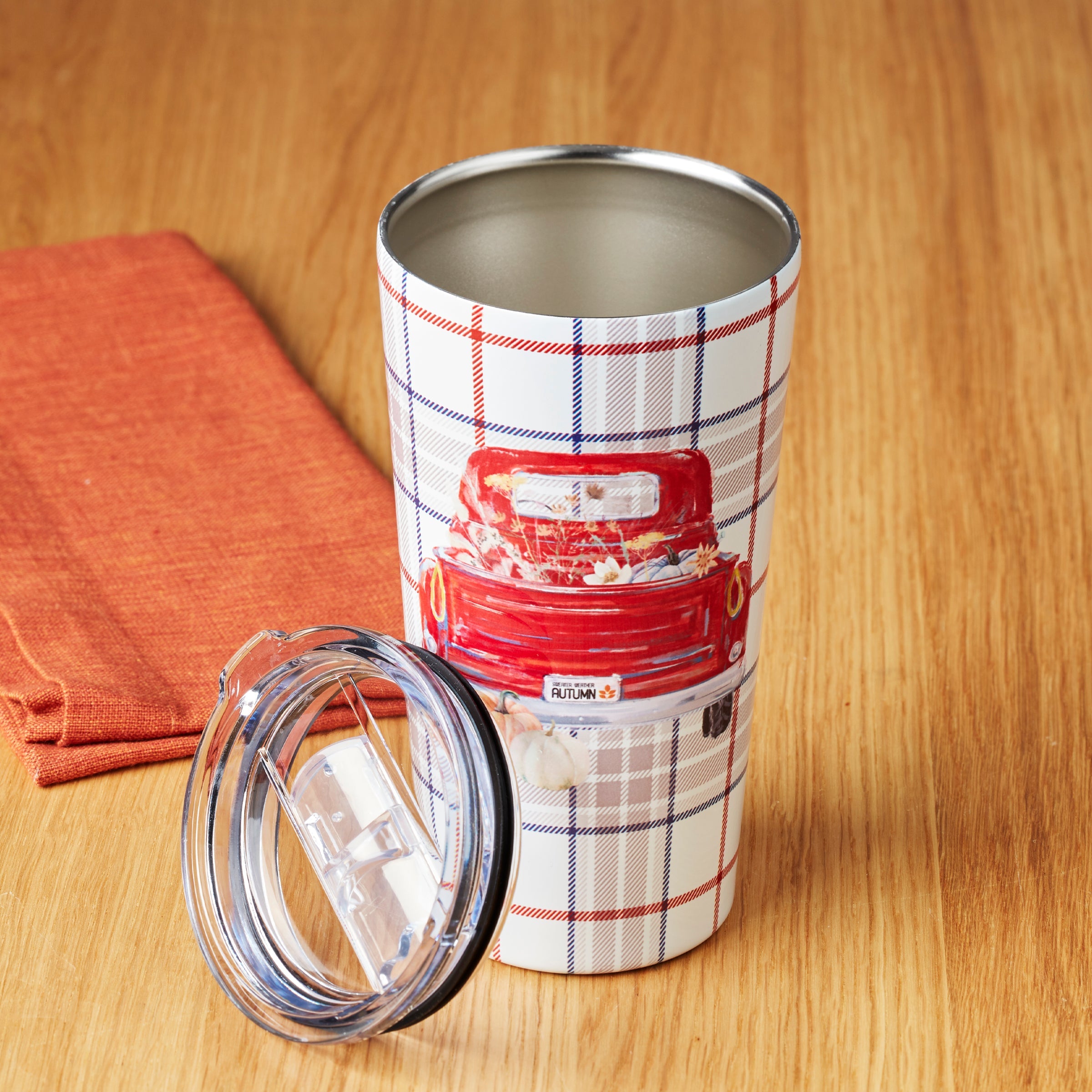 Red Plaid Truck 20 Oz Tumbler