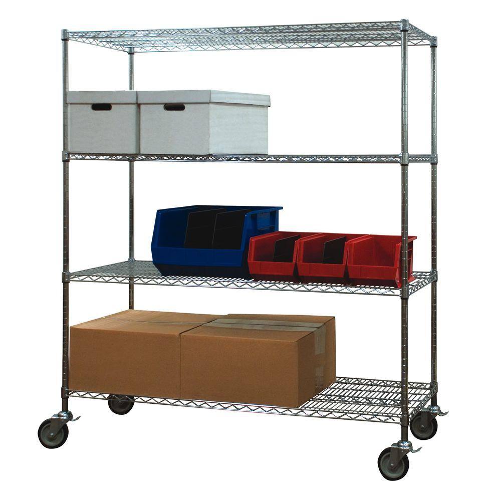 Storage Concepts Chrome 4-Tier Steel Wire Shelving Unit (72 in. W x 69 in. H x 24 in. D) WCC4-2472-63