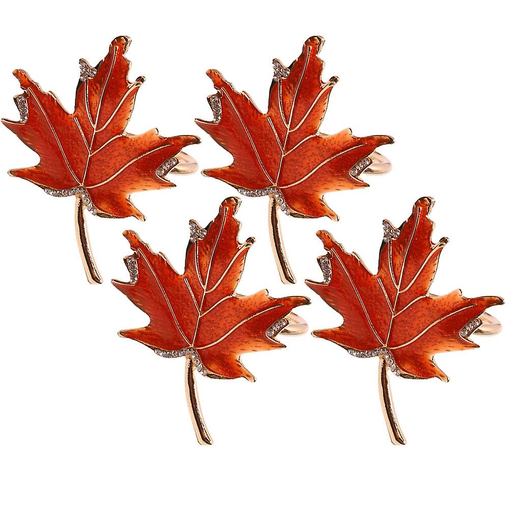 4pcs Metal Napkin Rings Holders Fall Napkin Rings Maple Leaf Napkin Rings Dinner Table Decors