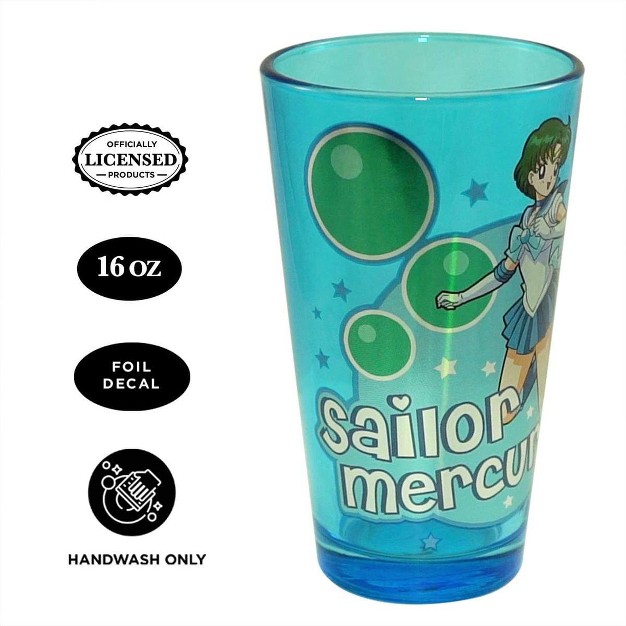 Just Funky Sailor Moon Sailor Mercury 16oz Blue Pint Glass