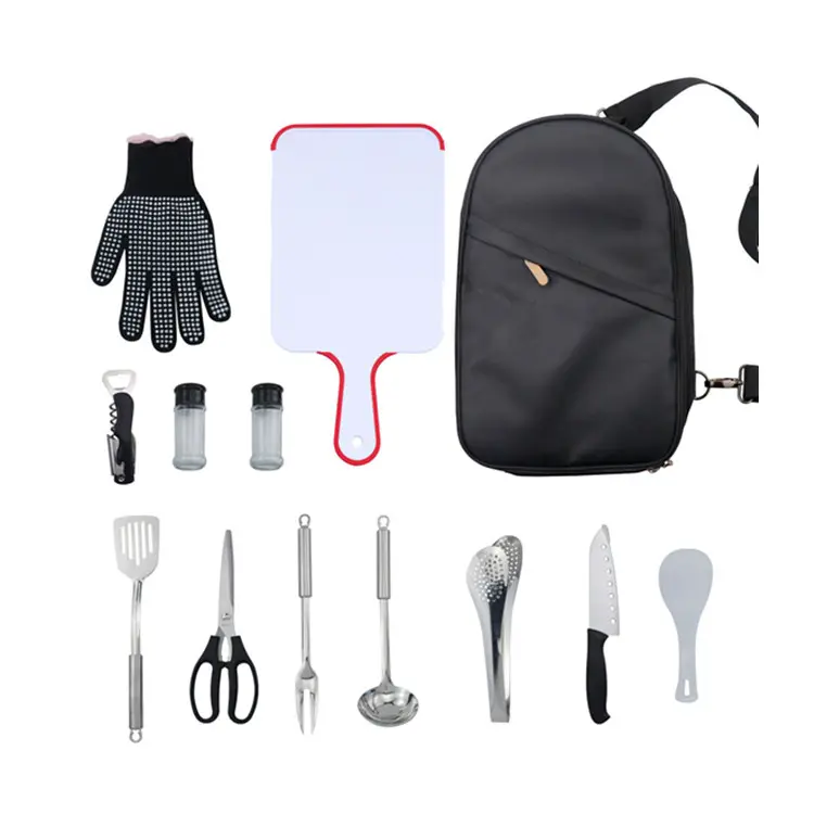 Your city 600d Waterproof Oxford Fabric Adjustable Shoulder Strap Camping Kitchen Set For Bbq Camping Hiking Travel Cookware