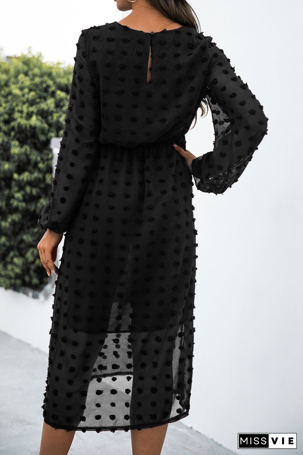 Pom Pom Textured Long Sleeve Dress Women Wholesale