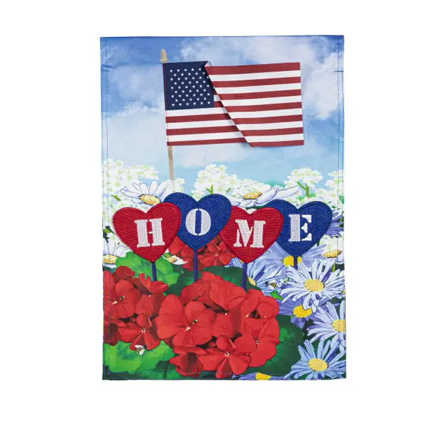 Evergreen Enterprises Patriotic Home in Hearts Garden Flag