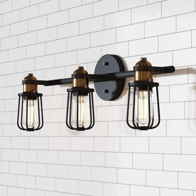 3 light Rori Industrial Vanity Light Fixture Black bronze Nathan James