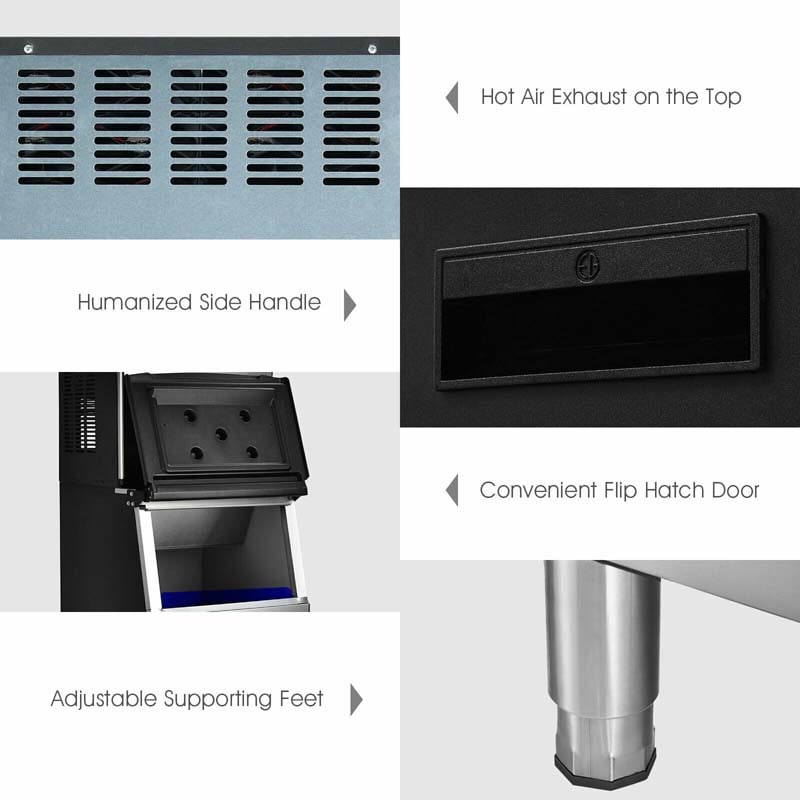 353LBS/24H Split Commercial Ice Machine with 198 LBS Storage Bin, Industrial Modular Ice Maker