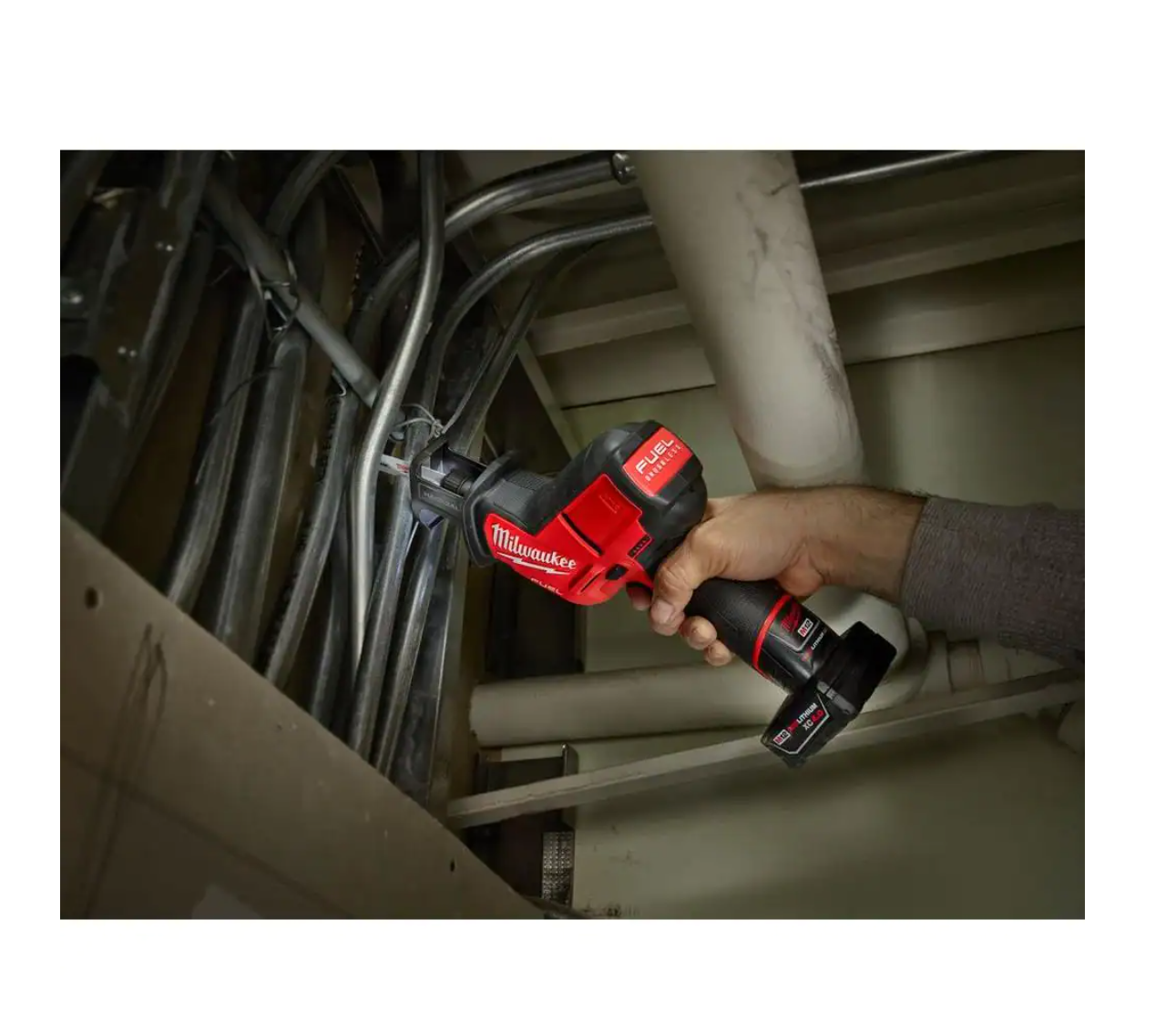 Milwaukee 2520-21XC-2415-20 M12 FUEL 12-Volt Lithium-Ion Brushless Cordless HACKZALL Reciprocating Saw Kit with M12 3/8 in. Right Angle Drill