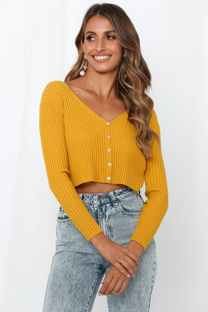 Heartbreak Motel Knit Crop Mustard