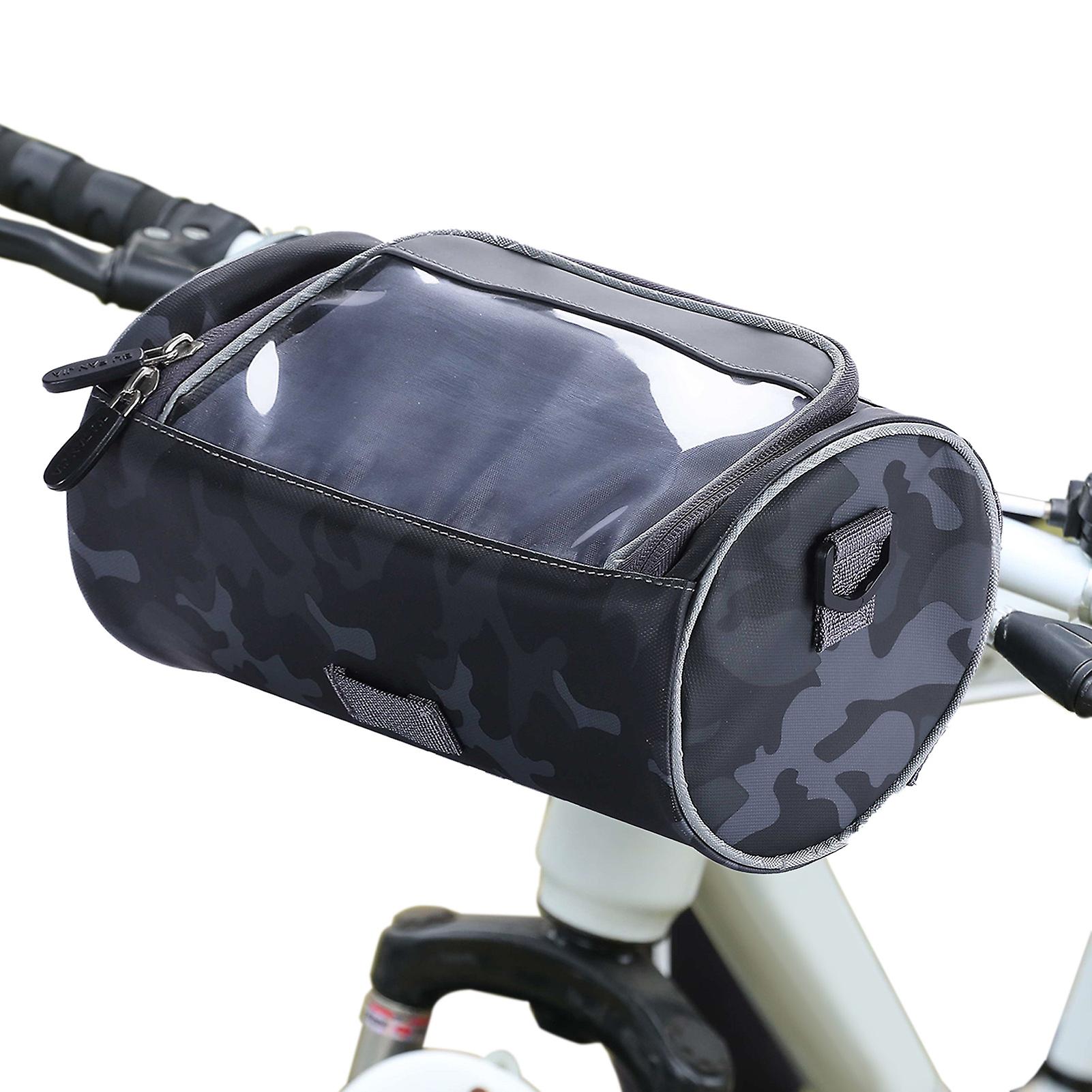 Waterproof Bike Handlebar Bag Bicycle Front Bag Camouflage Touchscreen Phone Holder Bag Pack Shoulder Bag Mtb Cycling Storage Bag Pannier