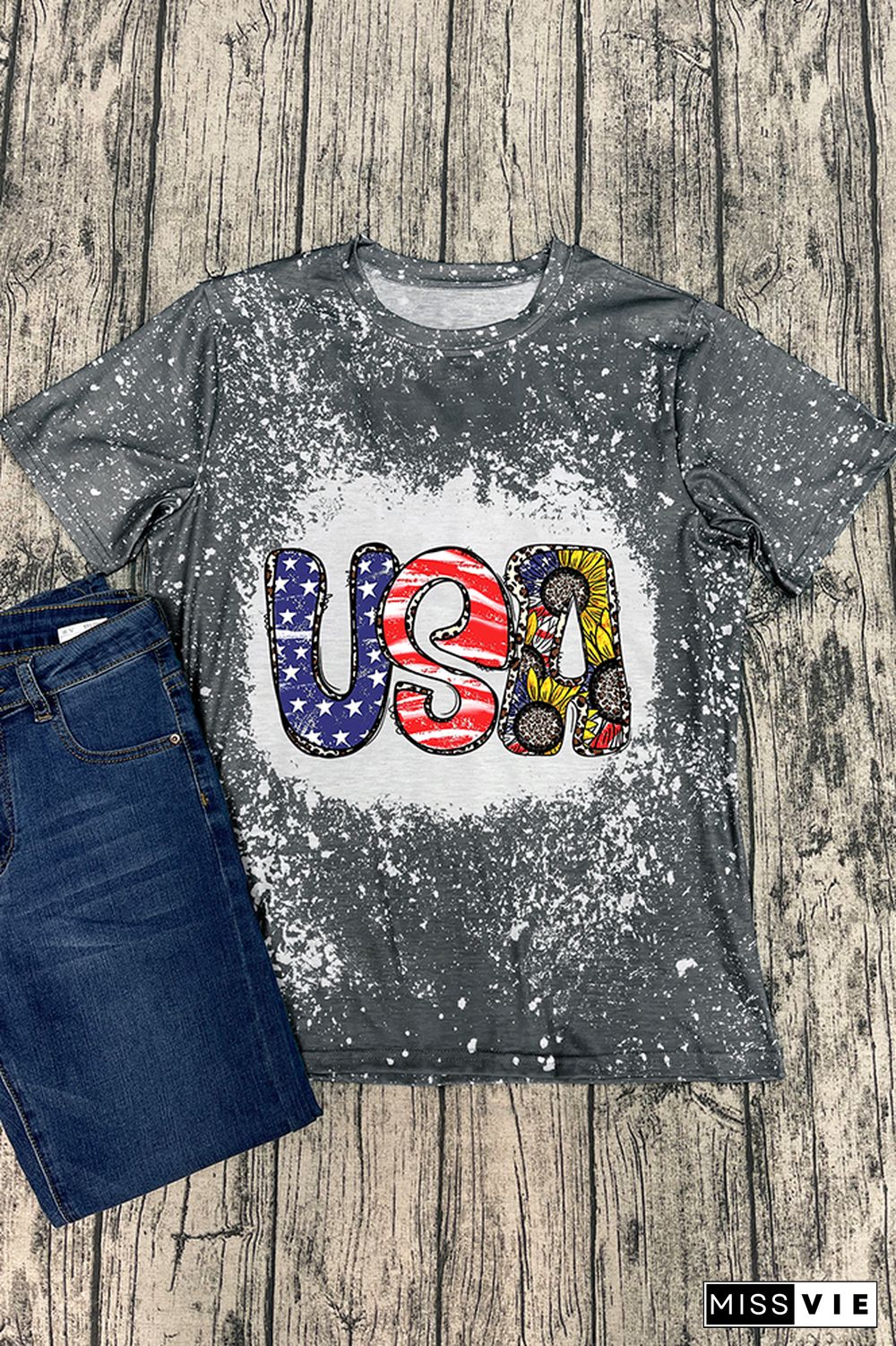 USA Patriotic Sunflower Graphic Tee Wholesale