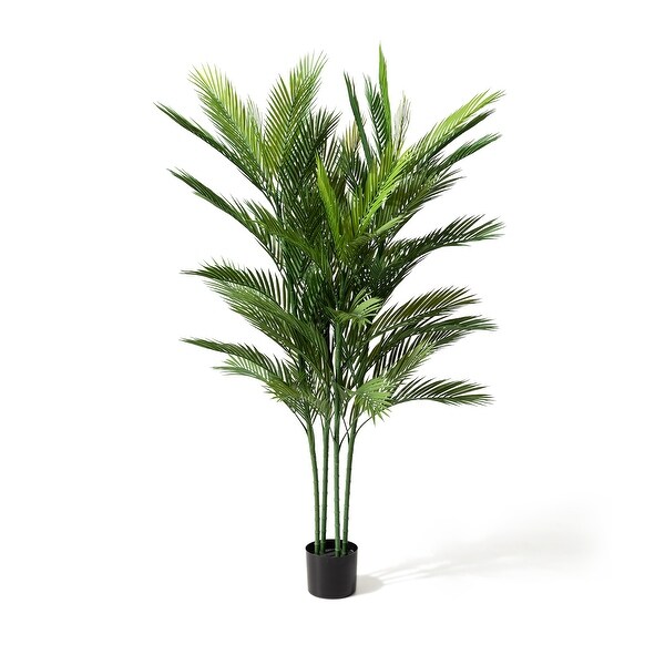 Glitzhome 60H Real Touch Fronds Artificial Palm Tree With Black Pot