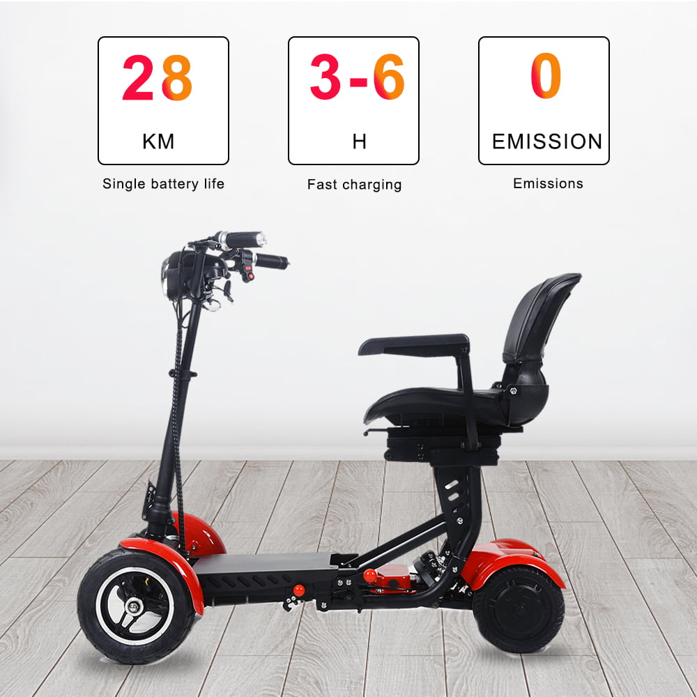 Culver Mobility - LYNX - Foldable 4 Wheels Mobility Scooter, Battery Powered Weight Capacity 300 lbs - RED